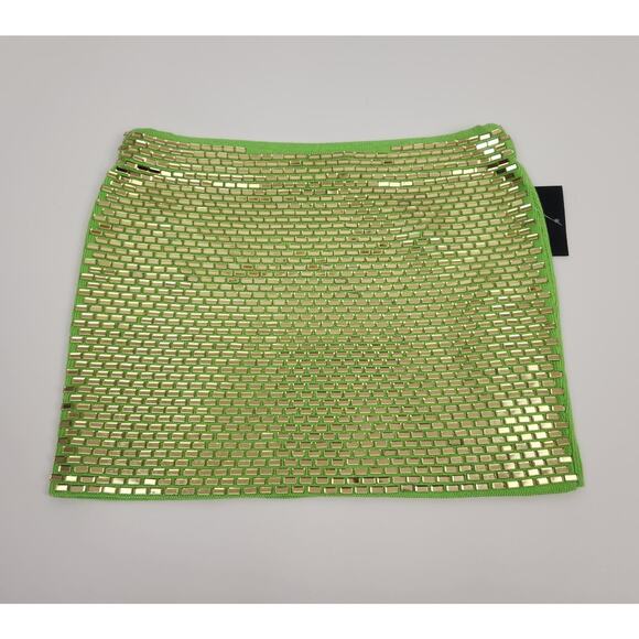 Retrofete Koko Mini Skirt in Lime Punch Size XS NWOT Mini Beaded - Picture 3 of 8